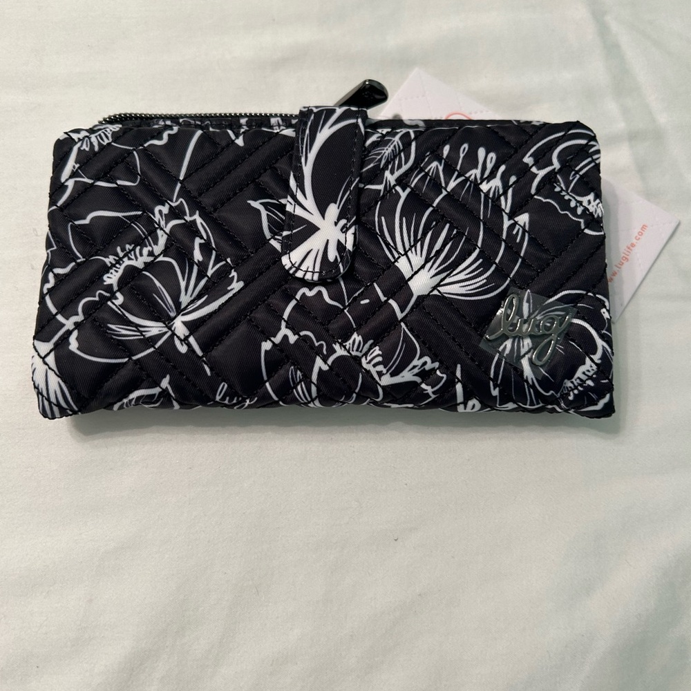 Lug Tram 2 Wallet Outline Black Floral NWT